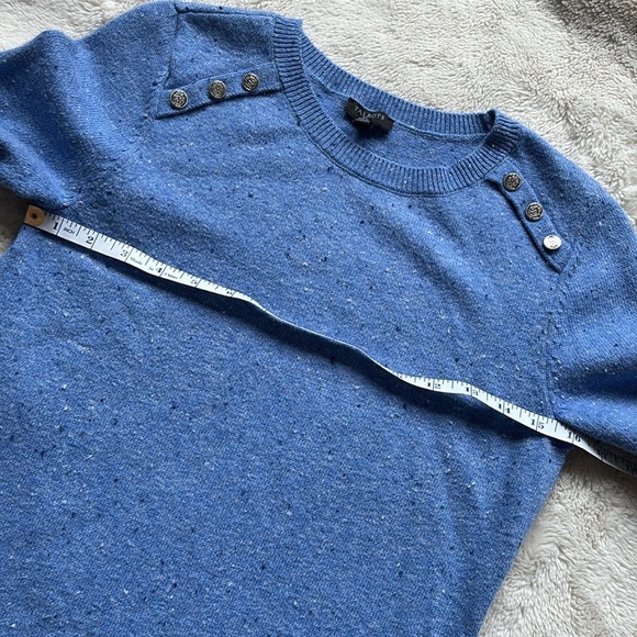 Talbots Cotton Blue Kitty Tweed Shift Sweater Dress Small Petite - Picture 7 of 12